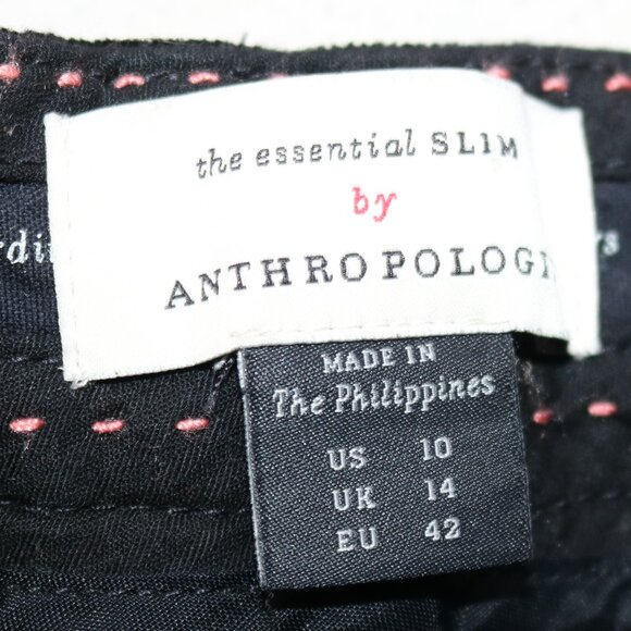 Anthropologie The Essential Slim Black Stretch Cotton Blend Velvet Ankle Pants - Picture 7 of 8